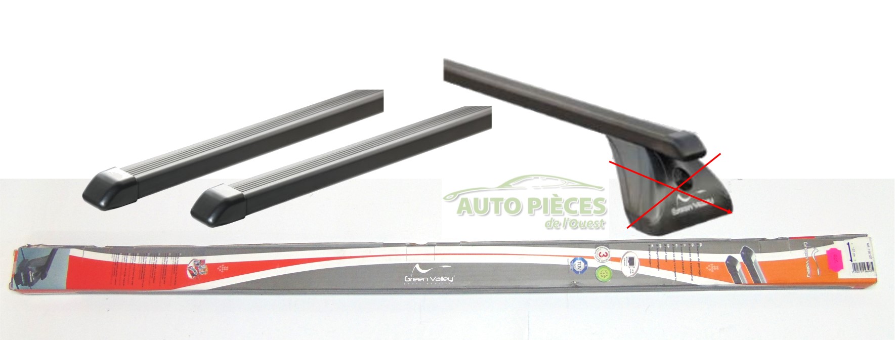 Barres de toit Green Valley - Peugeot Citroen - Kit Original 122 